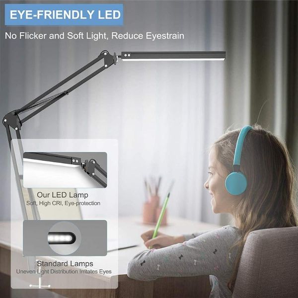 

table lamps led folding metal desk lamp clip on light clamp long arm dimming 3 colors for living room reading computers