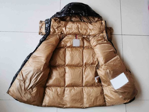 

2021 winter star the same style m home fashion white goose down jacket women short slim warm hooded bright small coat, Black