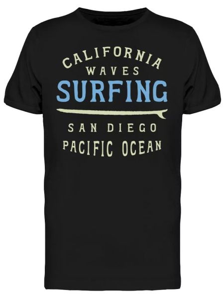 

california waves surfing tee men's -image by shutterstock, White;black
