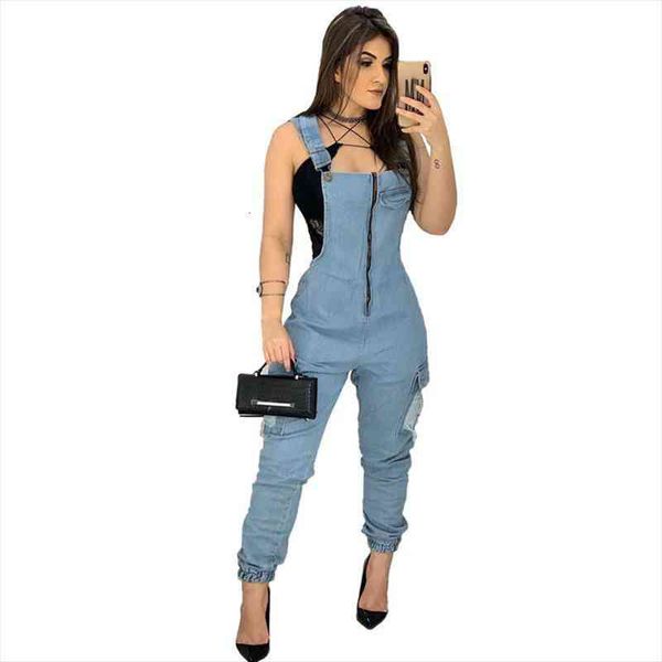 

zipper denim jumpsuit women slim straps jumpsuit bodysuit with pockets straps trousers, Black;white