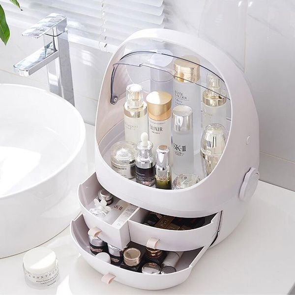 

makeup organizer, portable cosmetic storage display boxes transparent caddy holder waterproof and dustproof box & bins