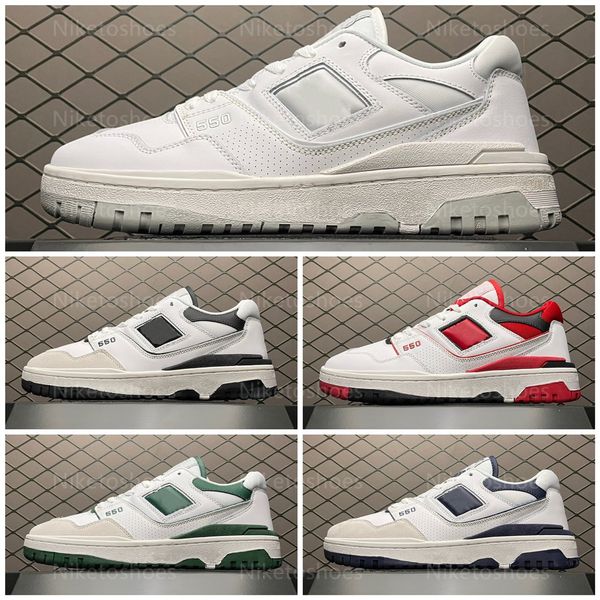 

b550 designer shoe white leather lace-up rubber outsole skate shoe 80s pro ballers classic new 550 outdoor sneakers, Black