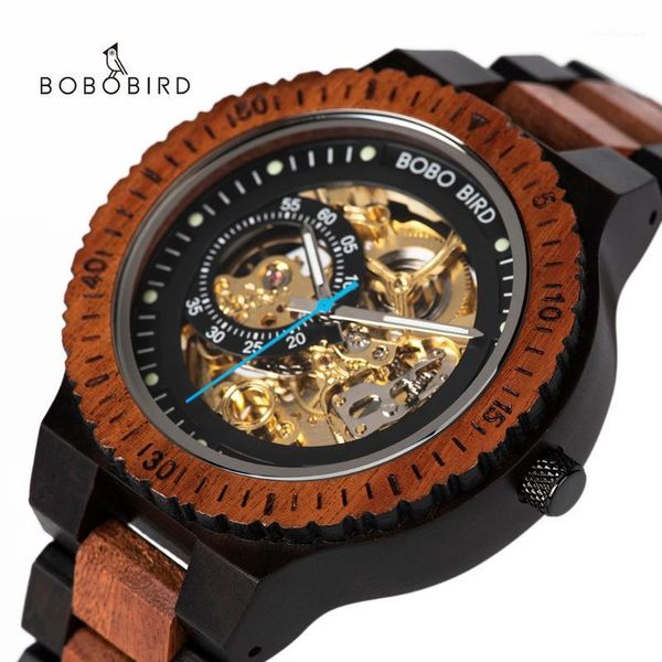 

bobo bird luxury men's watches 2021 mechanical watch men wooden hollow male for man luminous wristwatch brand wristwatches, Slivery;brown
