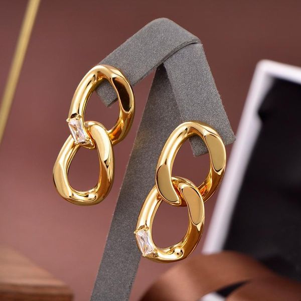 

big design gold hip-hop jewelry stick earrings thick chain two-color mix rock party men and women stud hoop & huggie, Golden;silver