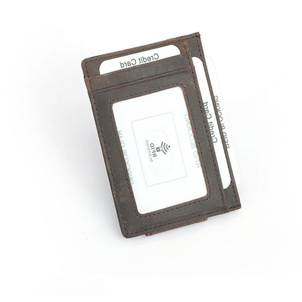 

wallets men women genuine leather wallet business id holder with money clips & po window, Red;black