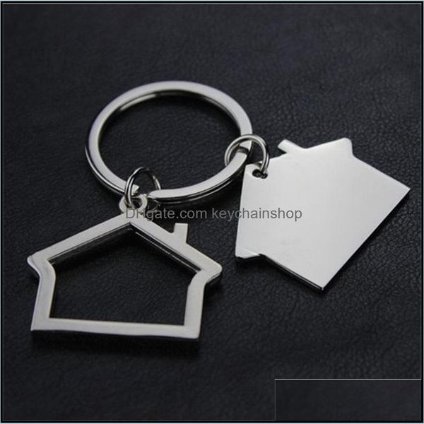 

keychains fashion aessories creative house shaped metal keyrings design car key chain drop delivery 2021 savkq, Silver