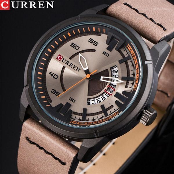 

curren mens watches men fashion leather strap quartz watch man casual waterproof wristwatch relogio masculino wristwatches, Slivery;brown