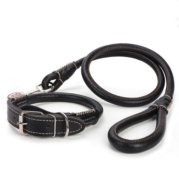 

large dog collars leather collar leash dogs for meduim pug pitbull husky shepherd pet accessories & leashes