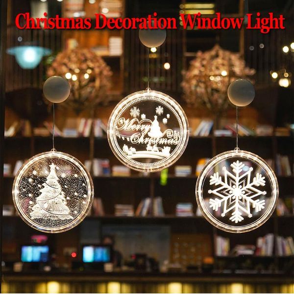 

christmas year window light 3d santa claus suction cup hanging lamp lights led party supplies strings
