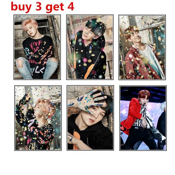 

wall stickers home poster decoration painting white copper plate paper printing kpop bangtan boys posters