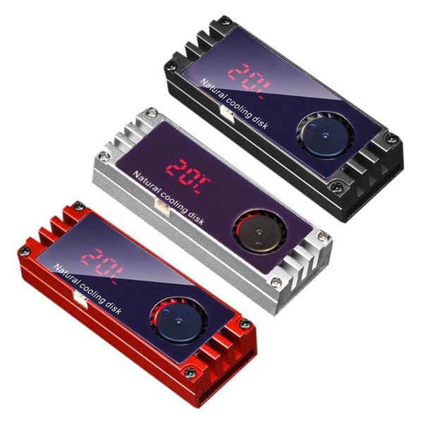 

digital temperature display m.2 ssd heatsink cooler with turbo cooling fan for 2280 22110 nvme ngff m2 solid state drive lappads