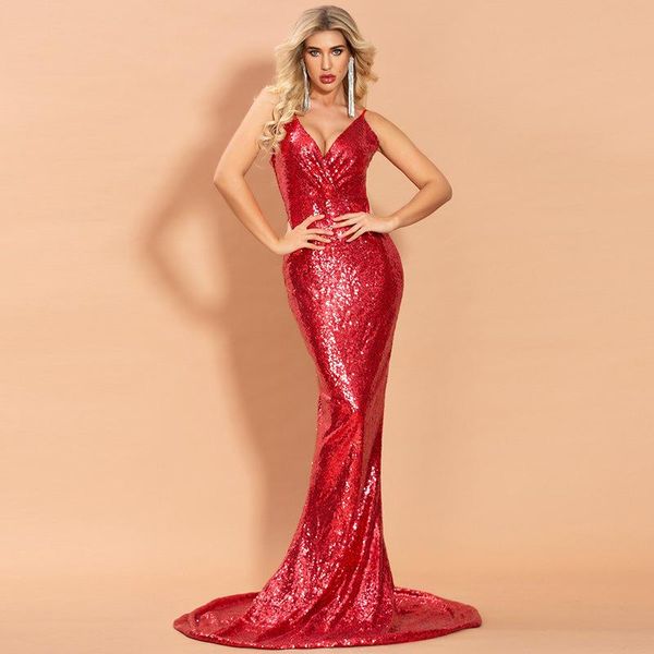 

casual dresses solid color neck sequins sling dress women's sleeveless banquet mopping women summer, Black;gray