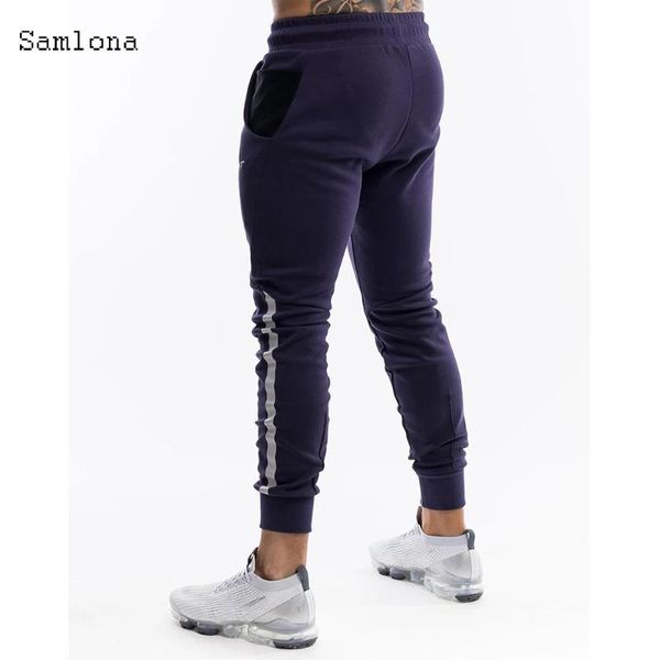 

night run reflective strip pants men joggers cotton slim trackpants sport sweatpants running bodybuilding trouser men's, Black