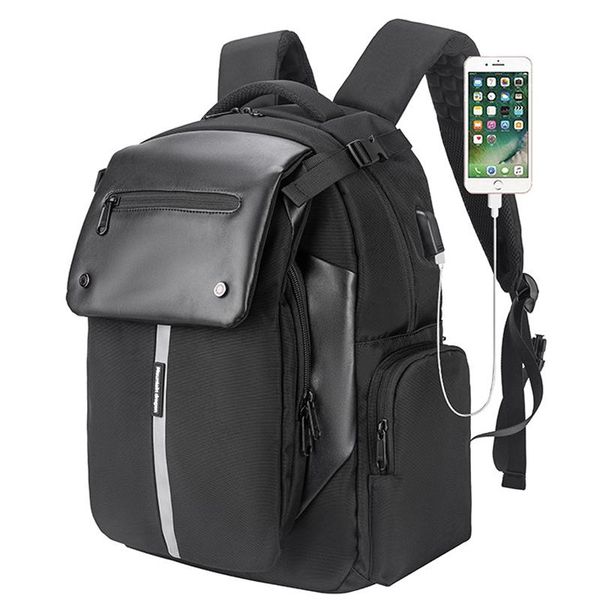 

reflective strip men's multifunctional 15.6 inch anti-theft lapbackpack usb notebook travel bag rucksack school for male
