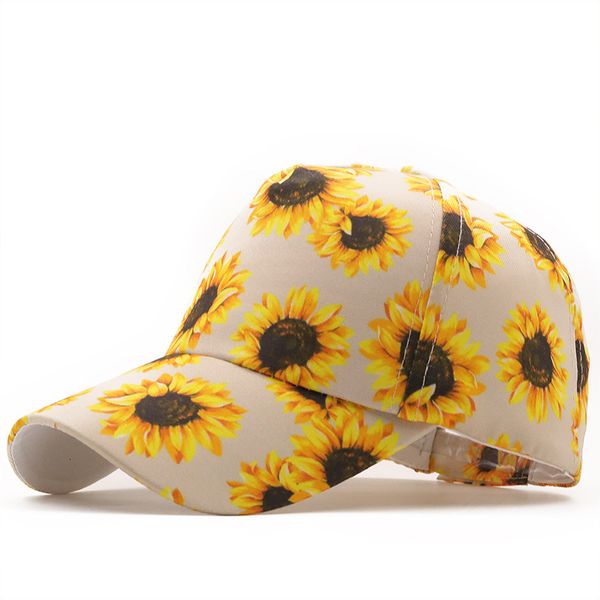 

ball cap braided hat ponytail sunflower baseball printed, Blue;gray