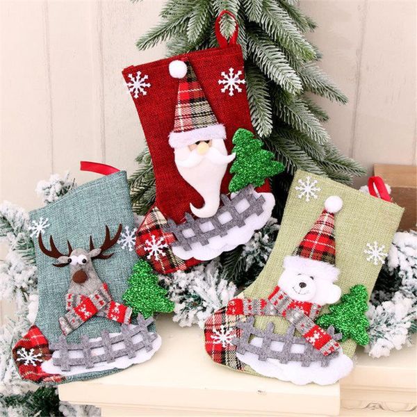 

christmas decorations linen medium socks santa claus gift bag tree decor