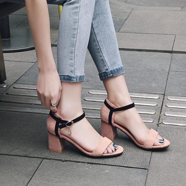 

big size 9  11 12 13 14 15 word belt high heels sandals women shoes woman summer ladies, Black