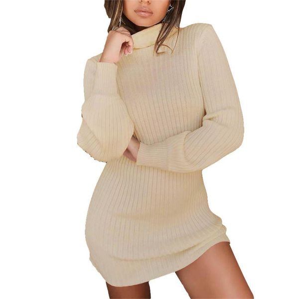 

forefair turtleneck long sleeve dress womens sweater autumn winter loose tunic knitted casual pink gray clothes solid dresses, White;black