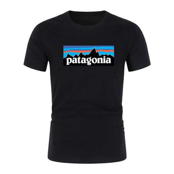 

patagonia2019 short sleeve t-shirt men's outdoor european summer new round neck printing, Black