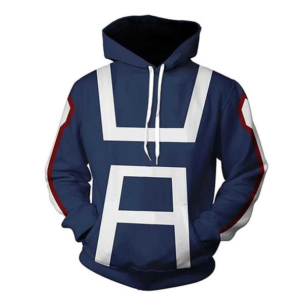 My Hero Academia Hoodie Jacke Cosplay Kostüm Männer Frauen Sweatshirt Hoodies Gym Schuluniformen Blau Frühling Sommer T-shirt Tops Y0913