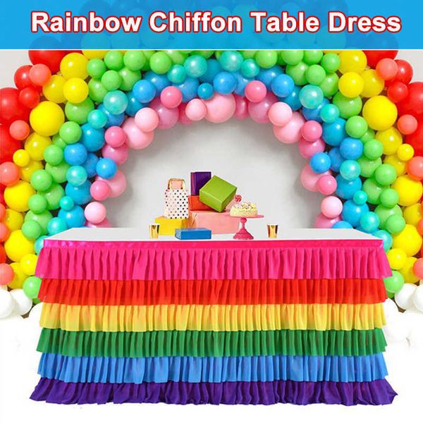 Tule S em qualquer formas 6 saia de mesa de arco-íris em camadas para festa de casamento de sereia de férias 6/9/14 ft. Ye-quente.