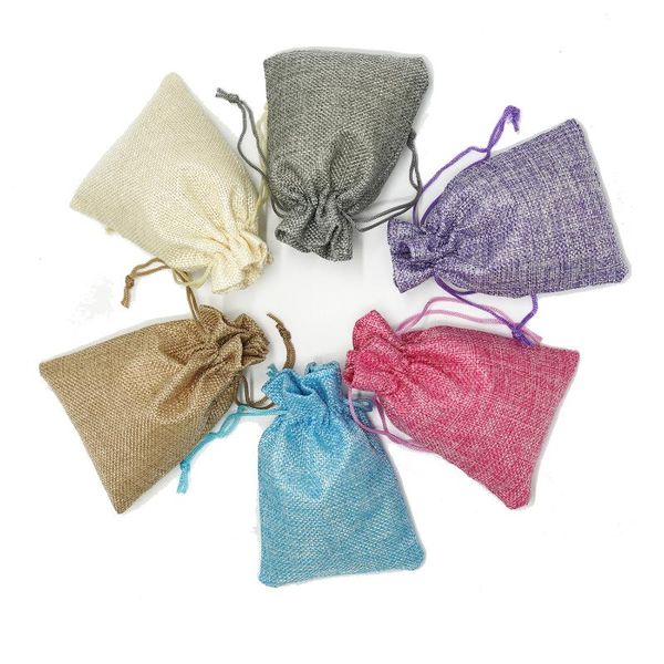 

gift wrap 10 pack 10x13.5cm burlap favor bags, small wedding bags,linen jewelry pouches with drawstring
