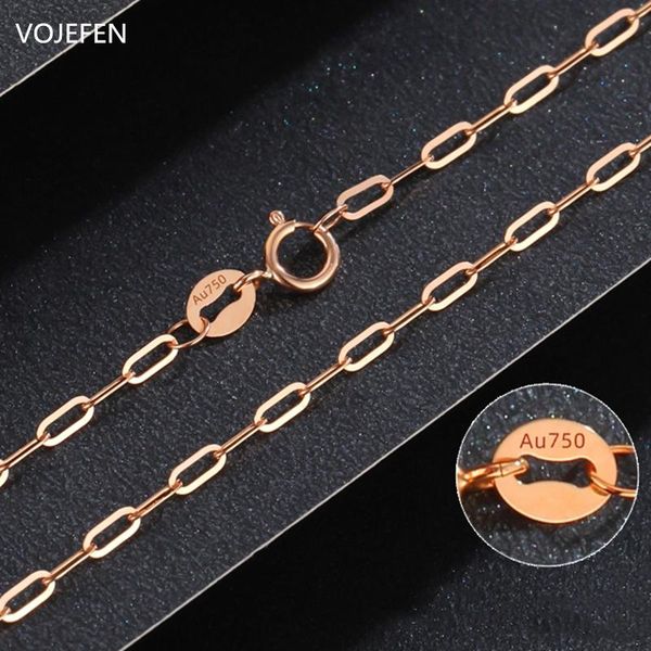 

chains vojefen au750 women 18k real gold chain necklace choker o shape link 1.7mm simple delicate handmade jewelri, Silver