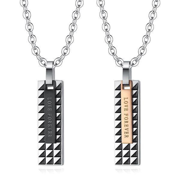 

pendant necklaces fashion love forever square necklace stainless steel accessories for couple romantic confession jewelry gift, Silver