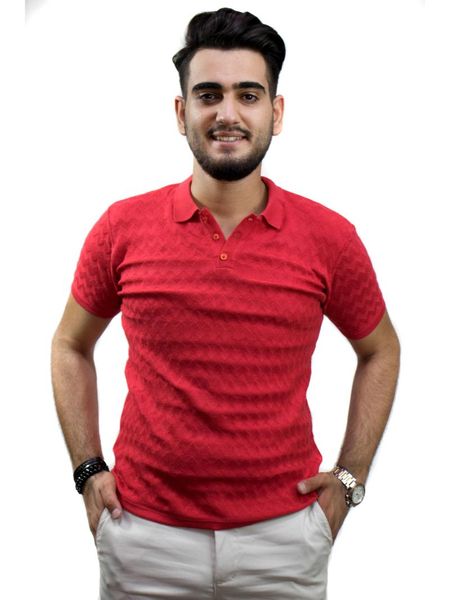 

kulemoda pomegranate flower color collar knit t-shirt with zigzag pattern two button closures men's t-shirts, White;black