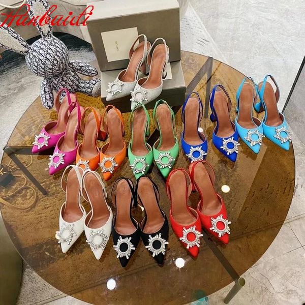 

sandals luxury crystal women pumps fashion silk buckle strap stiletto high heels shoes runway party dress big size, Black