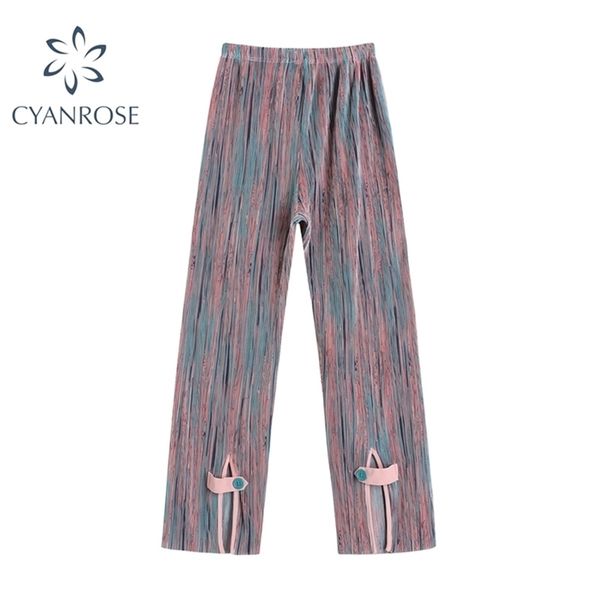 

high waist casual long pant summer harajuku hip-hop vintage print wide leg trousers loose gothic streetwear 211007, Black;white