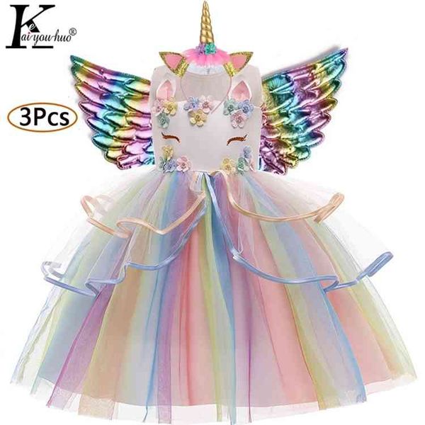 

carnival unicorn dress easter princess kids es for girls costume children birthday wedding vestidos 2-10, Red;yellow