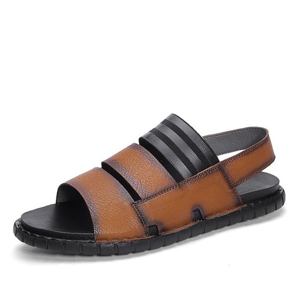 

sandals geta para on summer sandalia male sandal sandalias plage walking outdoor praia luxury 2021 homens couro sandales 39 genuine big, Black