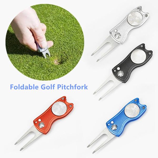 

golf training aids 1pc mini folding fork portable ball tilt slot cleaner groove repair tools