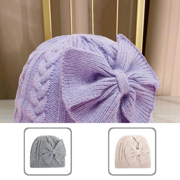 

caps & hats cute toddler hat baby girls warm twist pattern knitted solid color bow for born pour enfants, Yellow