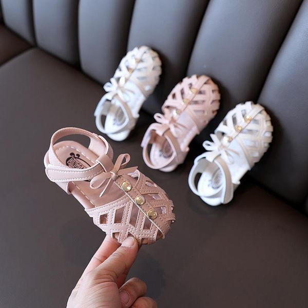 

children elegant kids shoes 2021 little girl beach sandals princess fashion rivet bow infant summer toddler baby sandal 1-6 year, Black;red
