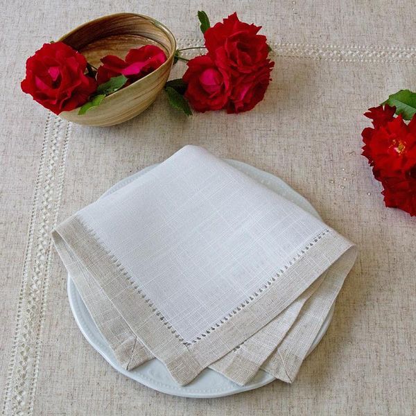 

table napkin practical & versatile with handmade hemstitch, elegant linen look, decor,home/airbnb/banquets/el