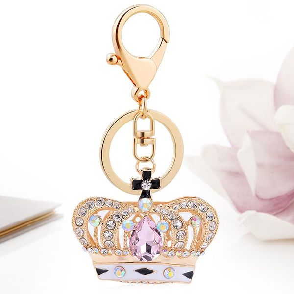 

keychains big colored crystal crown keychain women men fashion jewelry enamel cross key ring car bag accessories z314, Silver