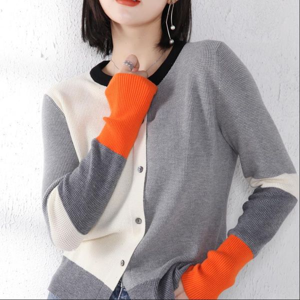 

women sweaters cardigans for woman summer knitted jumper female knitwear o neck cool comfortable patchwork, White;black