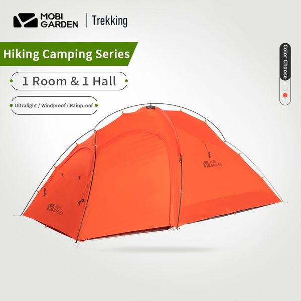 

tents and shelters mobi garden 20d silicon camping tent 2.42kg one room hall 3 person backpack pu4000mm with mat outdoor hiking