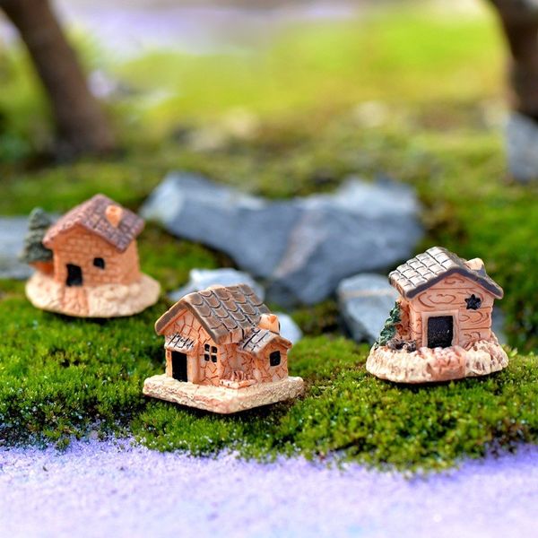 Miniatur-Harzhaus, kleine Villa, das Meer der Liebe, Zaunhaus, Kunsthandwerk, Moos-Terrarium, Mikro-Landschaft, Ornamente, Feengarten, DIY DH8580