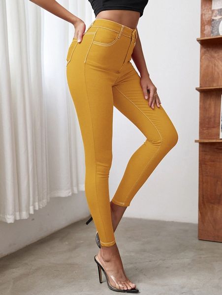 

high waist skinny cropped jeans i8jn#, Blue
