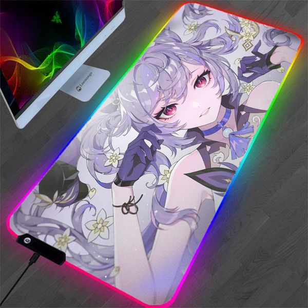 

mouse pads & wrist rests anime purple genshin impact gamer rgb lappad one piece mousepad led lighting gaming keyboard desk