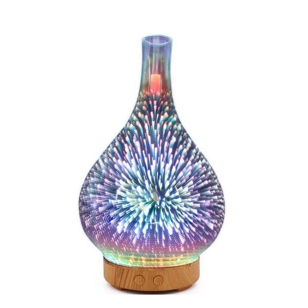 

light beads 3d-001 mini led air purifier 1000ml ultrasonic humidifier fireworks design colorful essential oil
