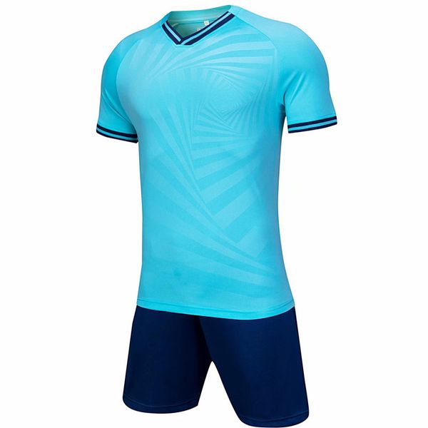 

lake blue football jerseys soccer clothes sets short sleeve tracksuit jersey, Black