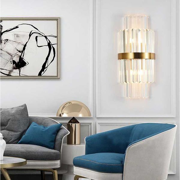 

wall lamp postmodern light luxury crystal creative personality living room bedroom bedside simple aisle