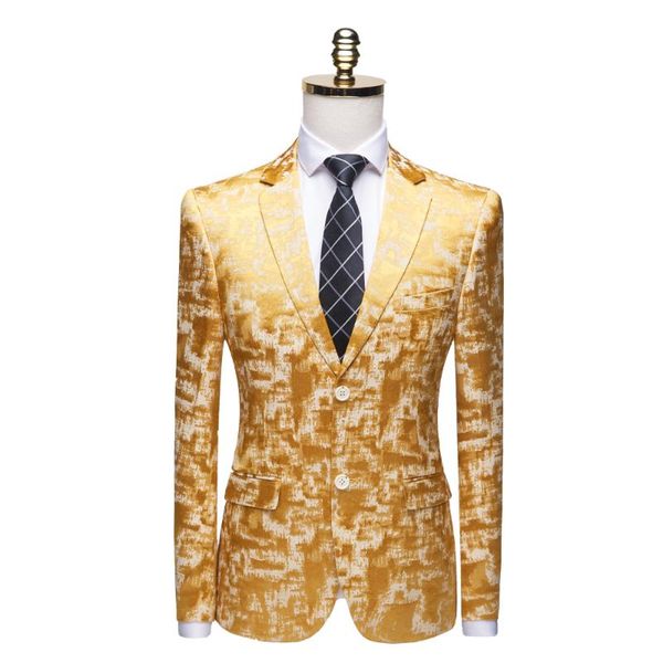 

men's suits & blazers 2021 men jacket slim fit casual golden blazer terno masculino boutique host stage tuxedo, White;black