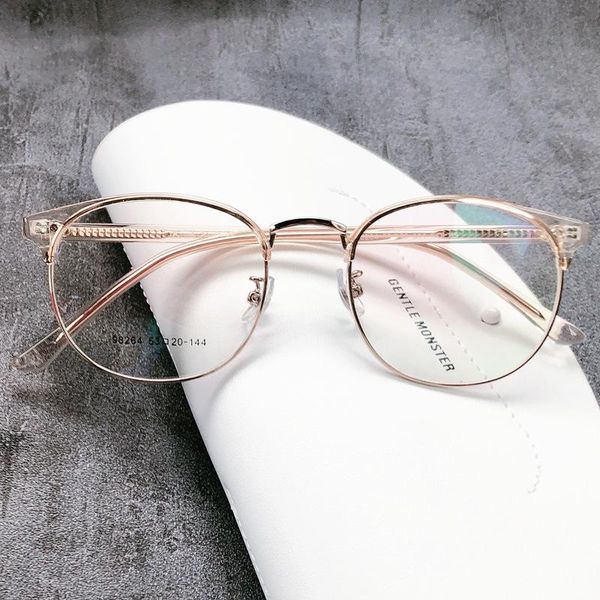 

fashion sunglasses frames 2021 vintage glasses frame women men metal retro transparent clear round optical myopia eyeglasses eyewear oculos, Black