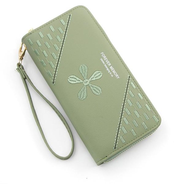 

wallets women embroidery pattern long wallet with zipper fashion phone clutch purse black/pink/green/gray/blue/red/rose red, Red;black