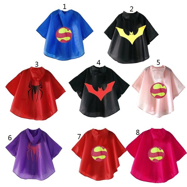 

kids waterproof cosplay capes raincoat rain gear with carton logo practical durable rainwear for 3-12 years old, Red;brown